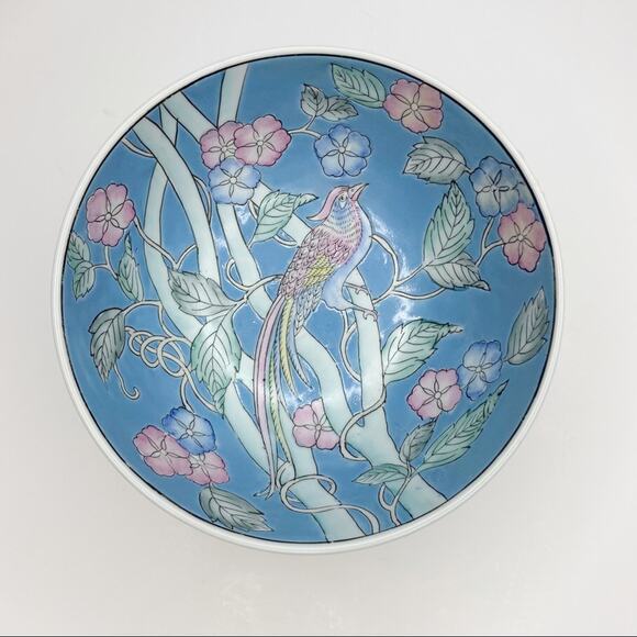 Vintage WBI Chinoiserie Blue Pink Decorative Bowl - Picture 2 of 11